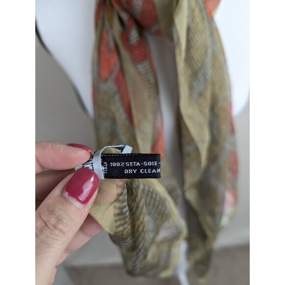 Emporio Armani Silk Scarf Cover Wrap Stole 44x45 Floral Green Gray - Picture 7 of 9